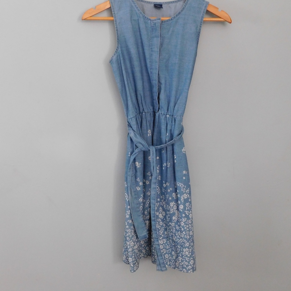 Gap kids girls dress denim white flowers XL button